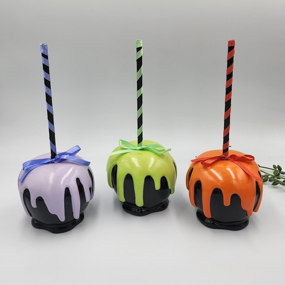 Sweet Treats Halloween Spooky Decor Candy Apples Poison 3 Pc Gothic 9.5" Props